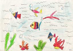 儿童画 自由自在的鱼儿
