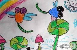 儿童画 蜻蜓赏荷