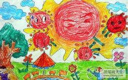 儿童画 酷热的夏天