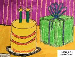 儿童画 蛋糕和礼物