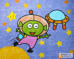 儿童画 太空遨游