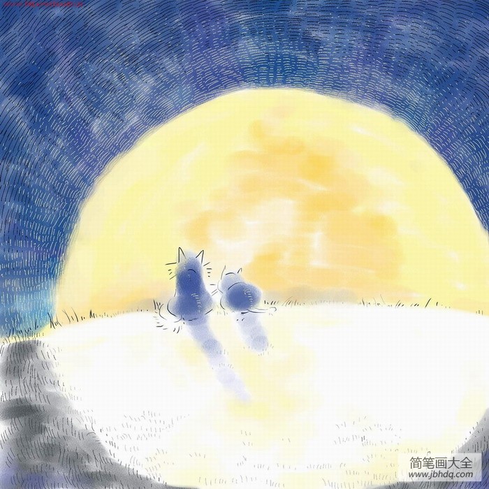 中秋节的月亮儿童画-十五夜望月