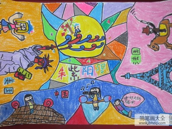 关于中秋节的儿童绘画作品-天涯共此时