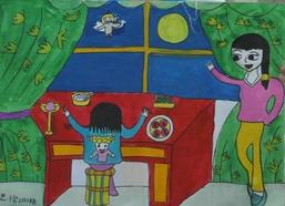 奇妙的中秋之夜,庆祝中秋节儿童画作品