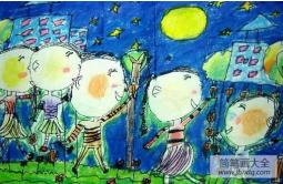 中秋节的月饼儿童画-月明明饼圆圆