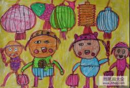关于中秋节的儿童画-中秋节的灯笼
