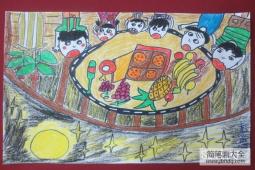 中秋节主题色彩儿童画欣赏-我们爱吃月饼