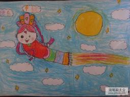 中秋节嫦娥儿童画图片-嫦娥送祝福