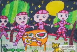 中秋之夜，欢庆中秋节儿童画作品大全