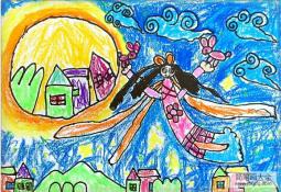 嫦娥奔月图片,中秋节儿童画欣赏