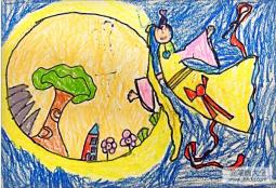 月宫里的嫦娥,庆祝中秋节儿童画图片
