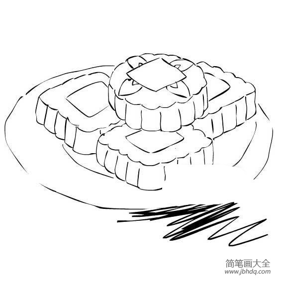 卡通中秋月饼简笔画图片