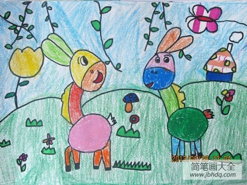 可爱的花毛驴儿童画画作品