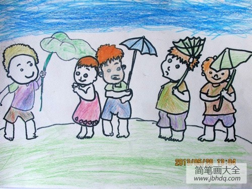 最美的下雨天儿童画画作品