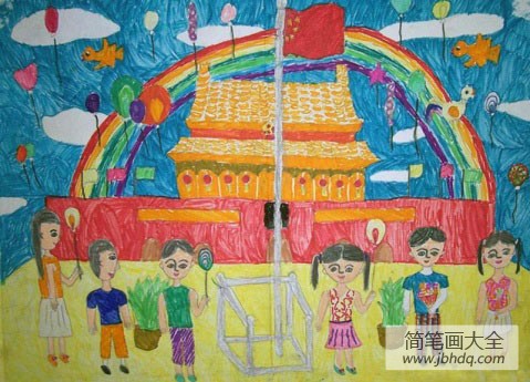 2016迎国庆节儿童画-国庆共欢乐