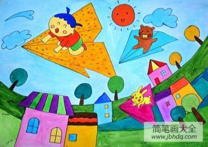 庆国庆节儿童画-国庆去遨游