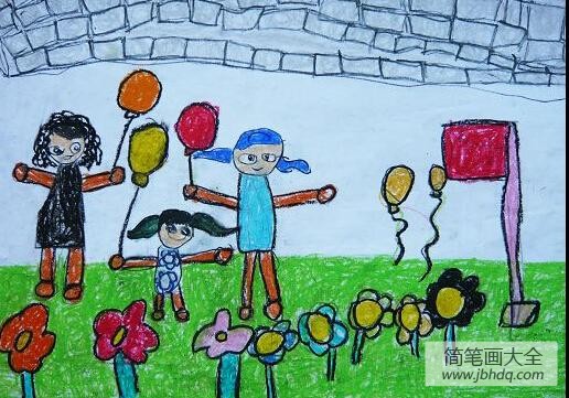 国庆节为主题儿童画-我们是祖国的花朵