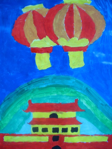 喜庆中国,国庆节儿童画作品欣赏