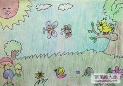 蝴蝶的夏天儿童画画作品