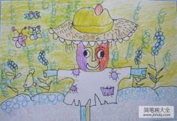 孤独的稻草人儿童画画作品