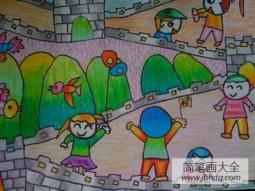 欢庆国庆节儿童画-快乐的国庆假期