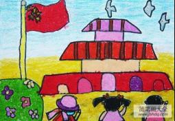 庆祝国庆节儿童画-我们对着祖国敬个礼