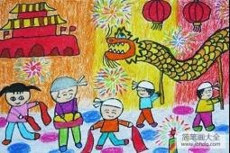 小学生国庆节儿童画-载歌载舞迎国庆