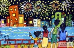 国庆全家团聚,欢度国庆节儿童画分享