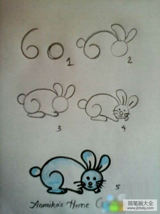 中秋节玉兔的简笔画步骤图