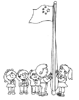 小学生升旗仪式简笔画图片
