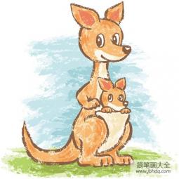 可爱的动物漫画之袋鼠和袋鼠妈妈
