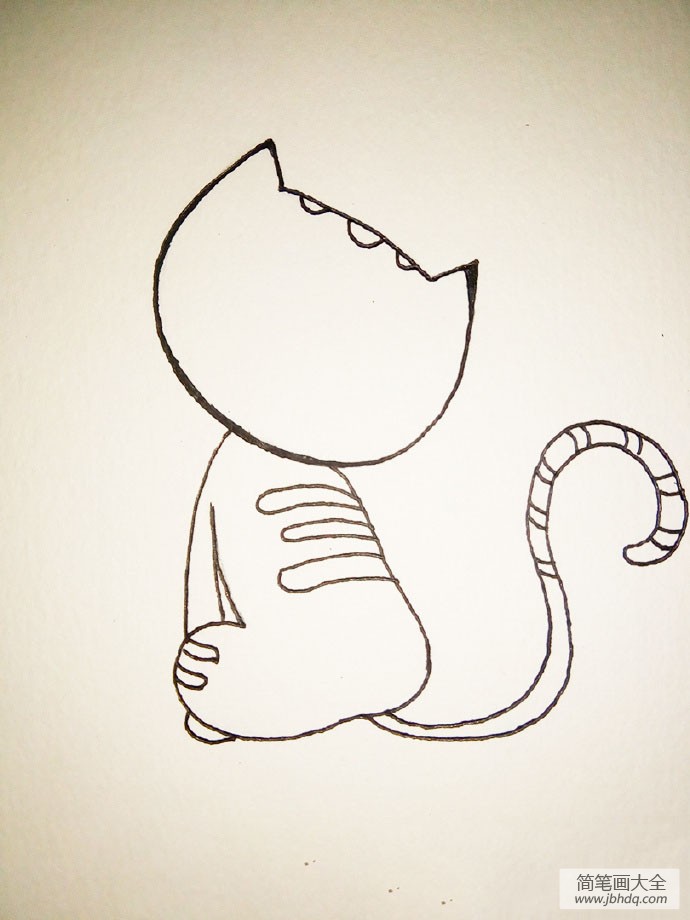 猫咪的背影简笔画步骤图