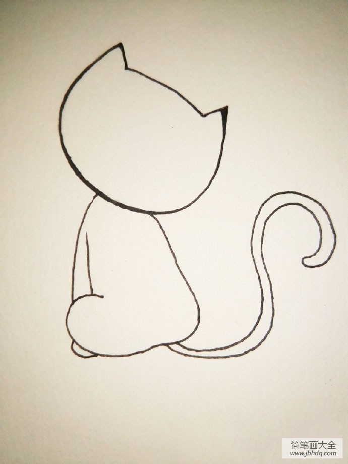 猫咪的背影简笔画步骤图