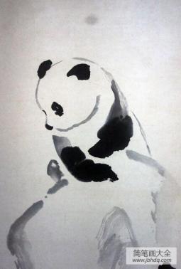 顽皮的大熊猫水墨国画