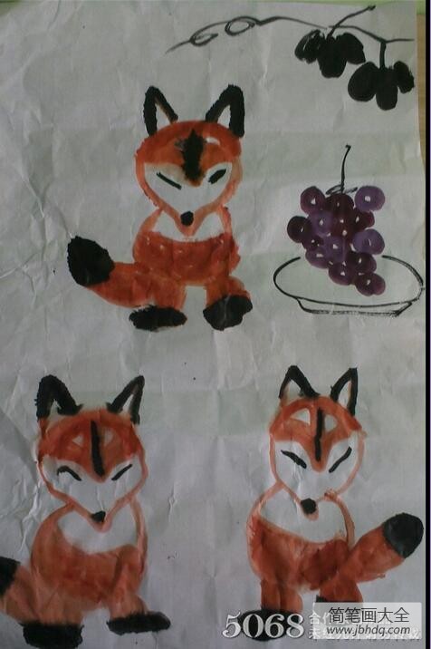狐狸和葡萄趣味动物国画作品赏析