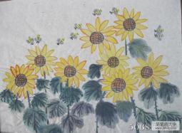 国画写意向日葵图片之向日葵和蜜蜂