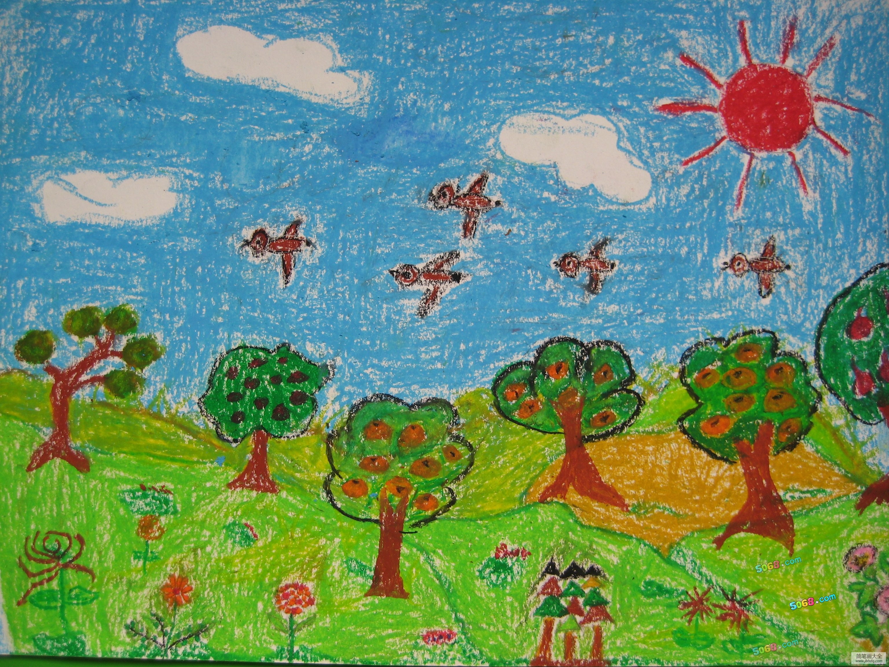 二年级画画秋天的景色图片