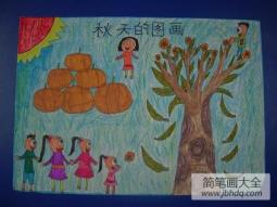 秋天儿童画图片-秋天的树叶