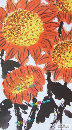 秋天的向日葵儿童国画作品图片