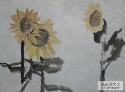 国画写意向日葵-秋天的向日葵