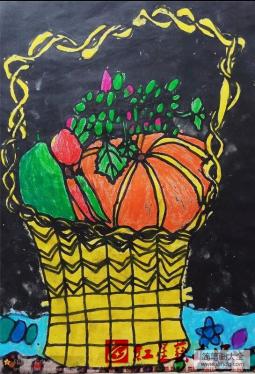 黄澄澄的大南瓜,秋天丰收的蔬菜儿童画
