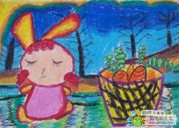幸福的小兔子秋天丰收的画作品欣赏