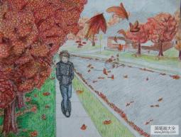秋天的街道儿童画