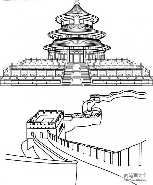 北京故宫御花园简笔画图片