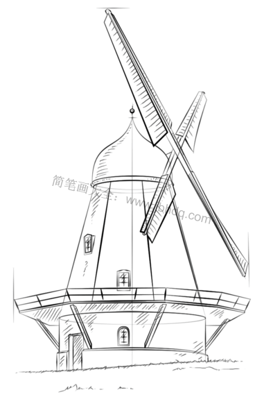 如何画一个风车