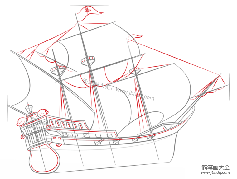 如何画一个海盗船