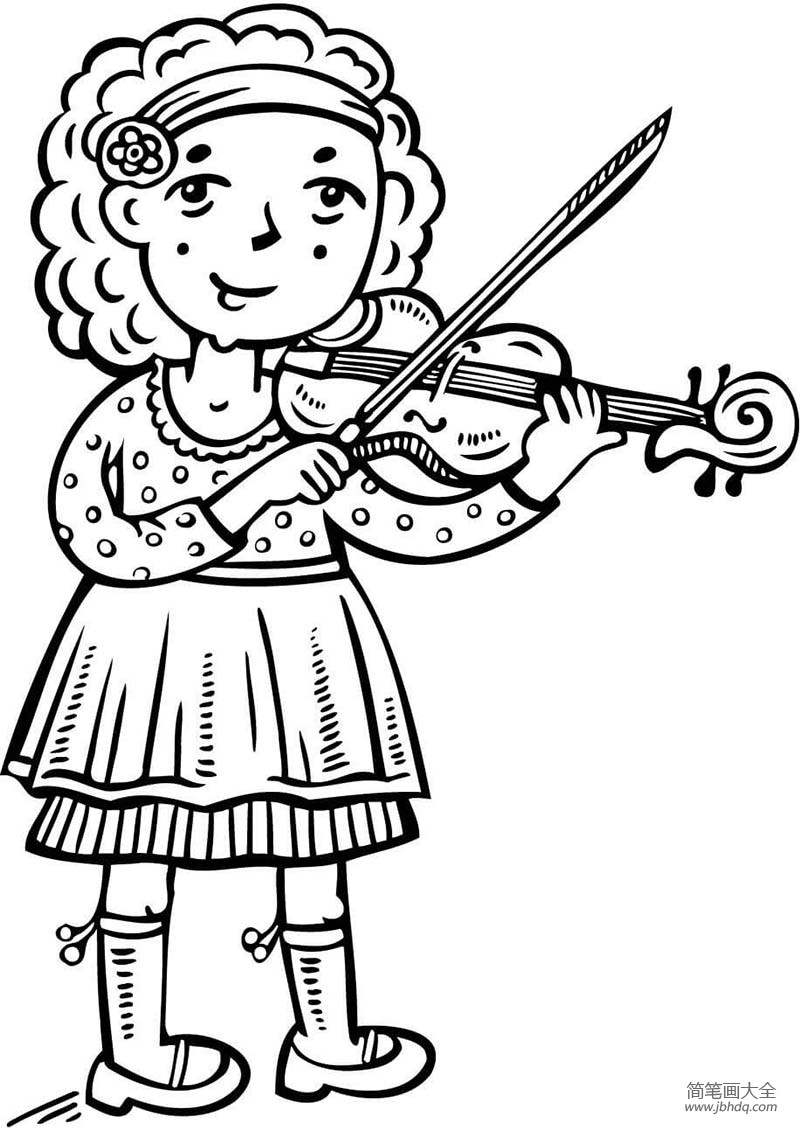 小提琴女孩简笔画图片