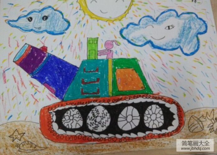 彩色坦克图片,国庆节儿童画在线欣赏