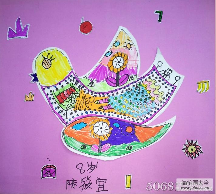 彩色的和平鸽儿童优秀绘画作品欣赏
