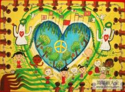 抗战胜利70年儿童画-世界人民爱和平